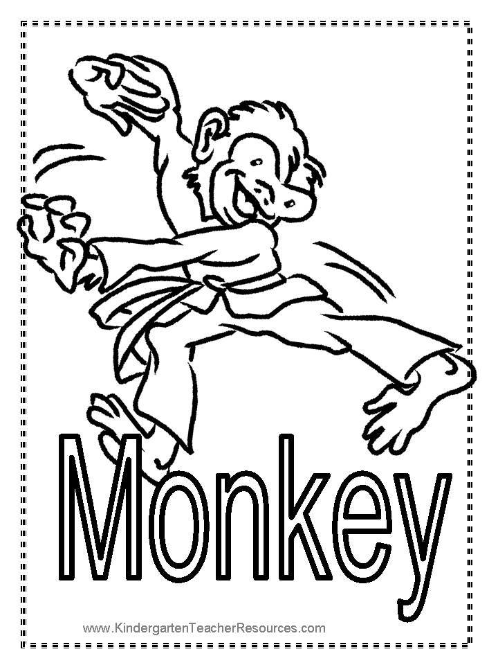 Monkey Worksheets and Coloring Pages
